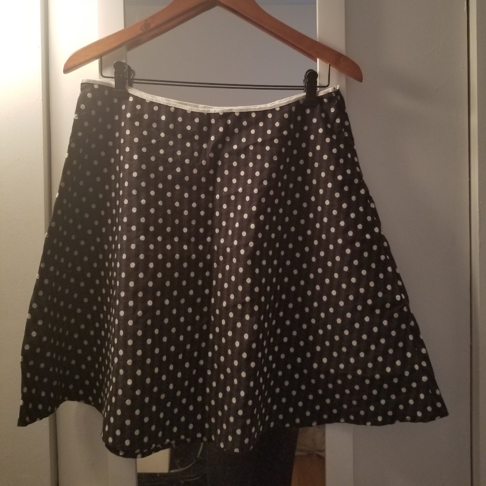 Max Studio Black and White Polka Dot A-Line Skirt